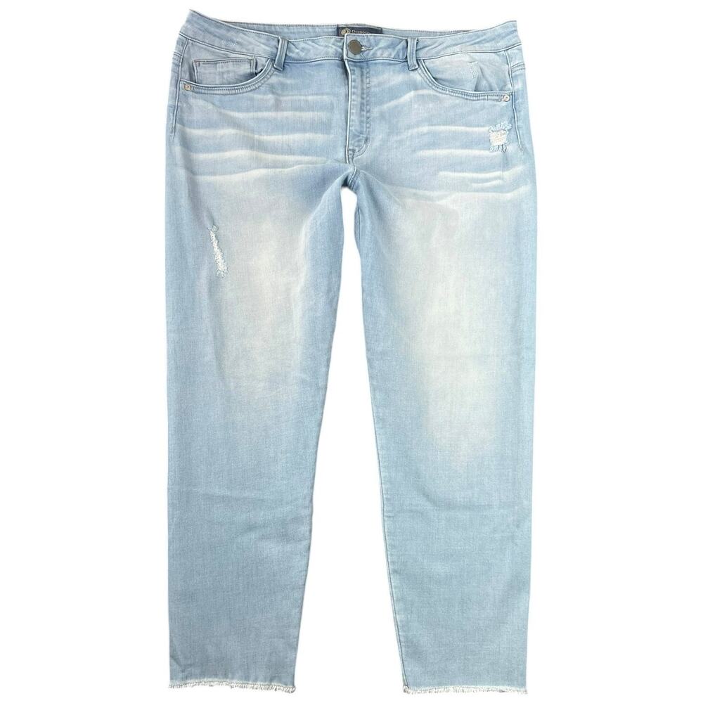 Democracy High Rise Distressed Raw Hem Ankle Jeans Light Wash Size 16